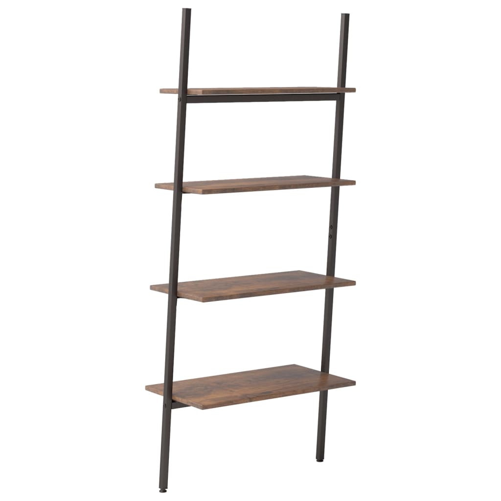 Ladderrek Met 4 Schappen 64X34X150,5 Cm En Zwart 150.5 cm Donkerbruin