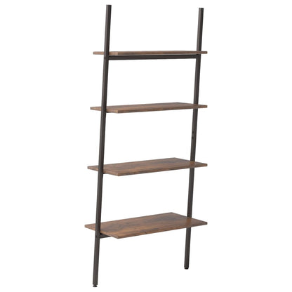 Ladderrek Met 4 Schappen 64X34X150,5 Cm En Zwart 150.5 cm Donkerbruin