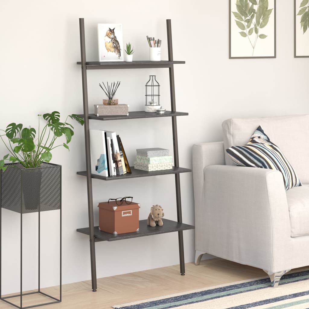 Ladderrek Met 4 Schappen 64X34X150,5 Cm Zwart