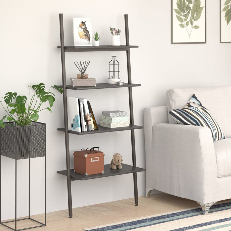 Ladderrek Met 4 Schappen 64X34X150,5 Cm Zwart