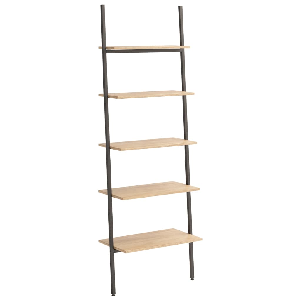 Ladderrek Met 5 Schappen 64X34X185,5 Cm Lichtbruin En Zwart