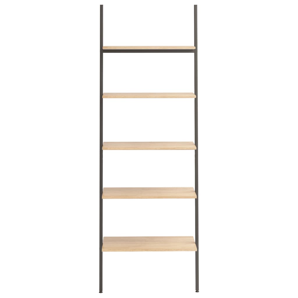 Ladderrek Met 5 Schappen 64X34X185,5 Cm Lichtbruin En Zwart