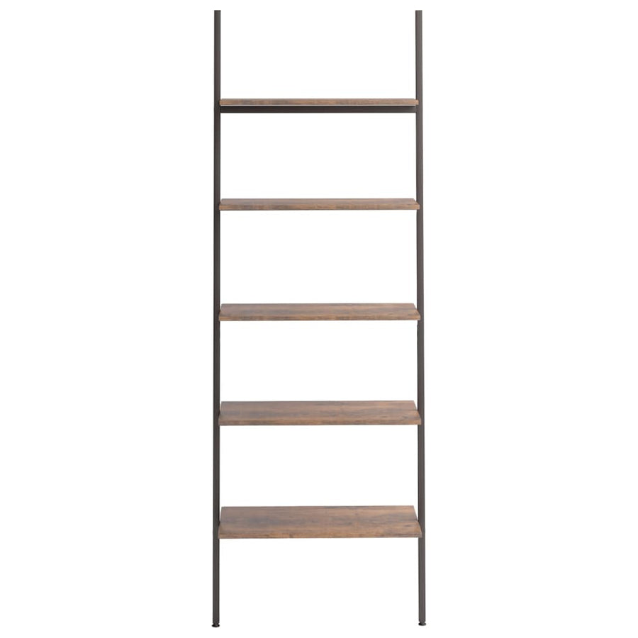 Ladderrek met 5 schappen 64x34x185,5 cm donkerbruin en zwart