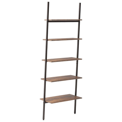 Ladderrek met 5 schappen 64x34x185,5 cm donkerbruin en zwart