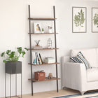 Ladderrek 5 schappen 64x34x185,5 cm donkerbruin zwart