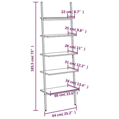 Ladderrek Met 5 Schappen 64X34X185,5 Cm Zwart