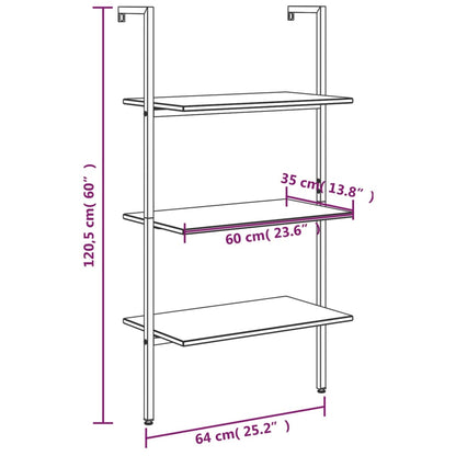 Ladderrek Met 3 Schappen 64X35X120,5 Cm Lichtbruin En Zwart
