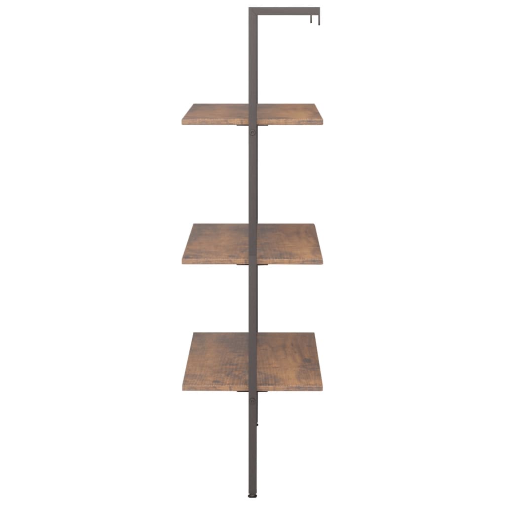 Ladderrek Met 3 Schappen 64X35X120,5 Cm Donkerbruin En Zwart