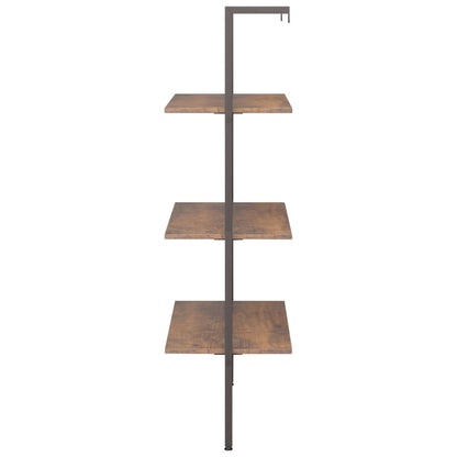 Ladderrek Met 3 Schappen 64X35X120,5 Cm Donkerbruin En Zwart