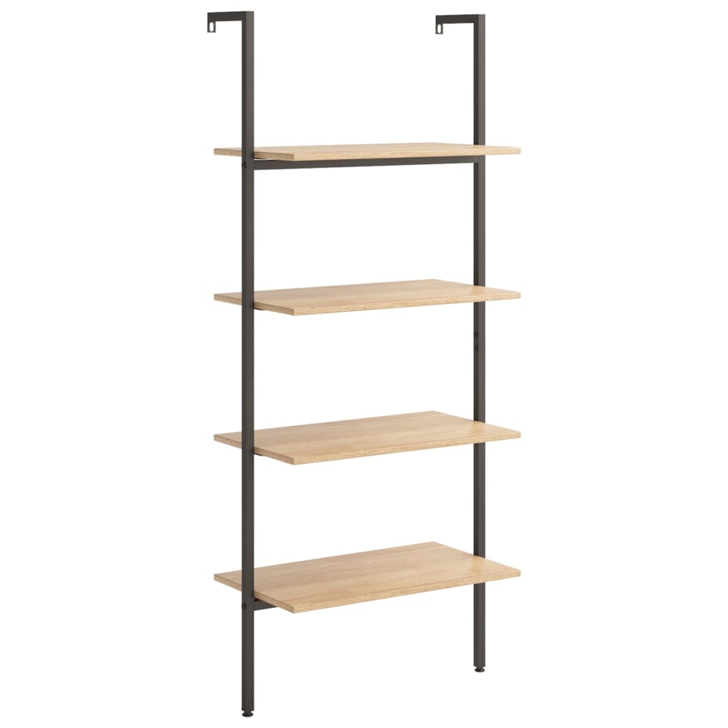 Ladderrek Met 4 Schappen 64X35X152,5 Cm Lichtbruin En Zwart