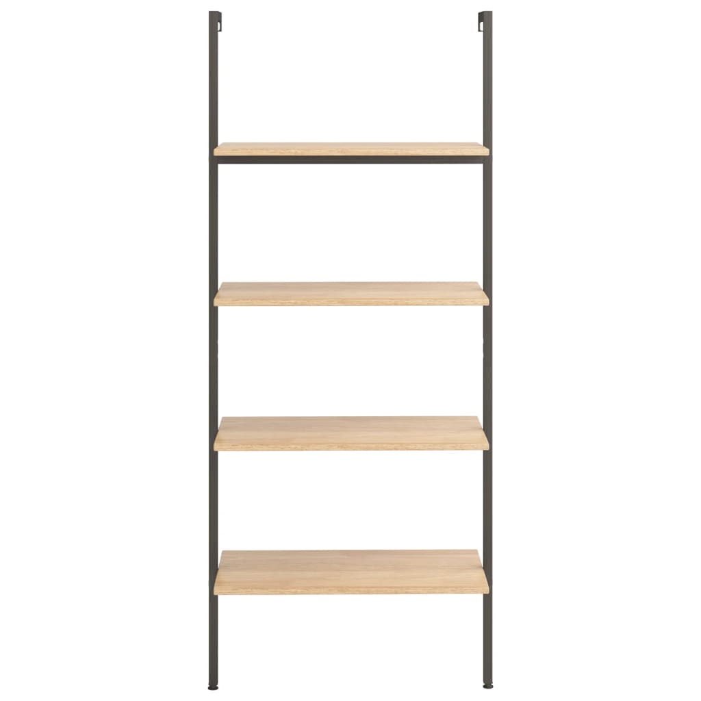 Ladderrek Met 4 Schappen 64X35X152,5 Cm Lichtbruin En Zwart