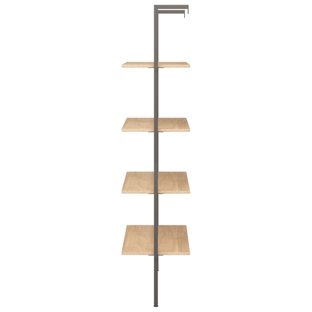 Ladderrek Met 4 Schappen 64X35X152,5 Cm Lichtbruin En Zwart