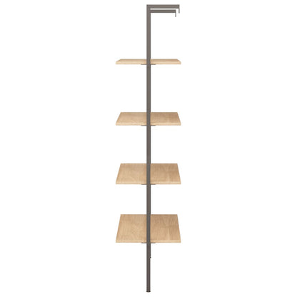 Ladderrek Met 4 Schappen 64X35X152,5 Cm Lichtbruin En Zwart