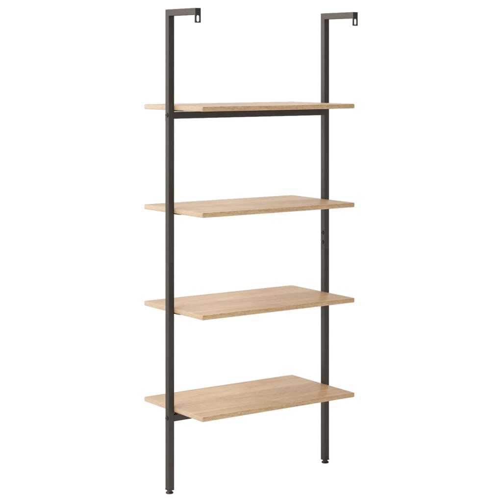 Ladderrek Met 4 Schappen 64X35X152,5 Cm Lichtbruin En Zwart