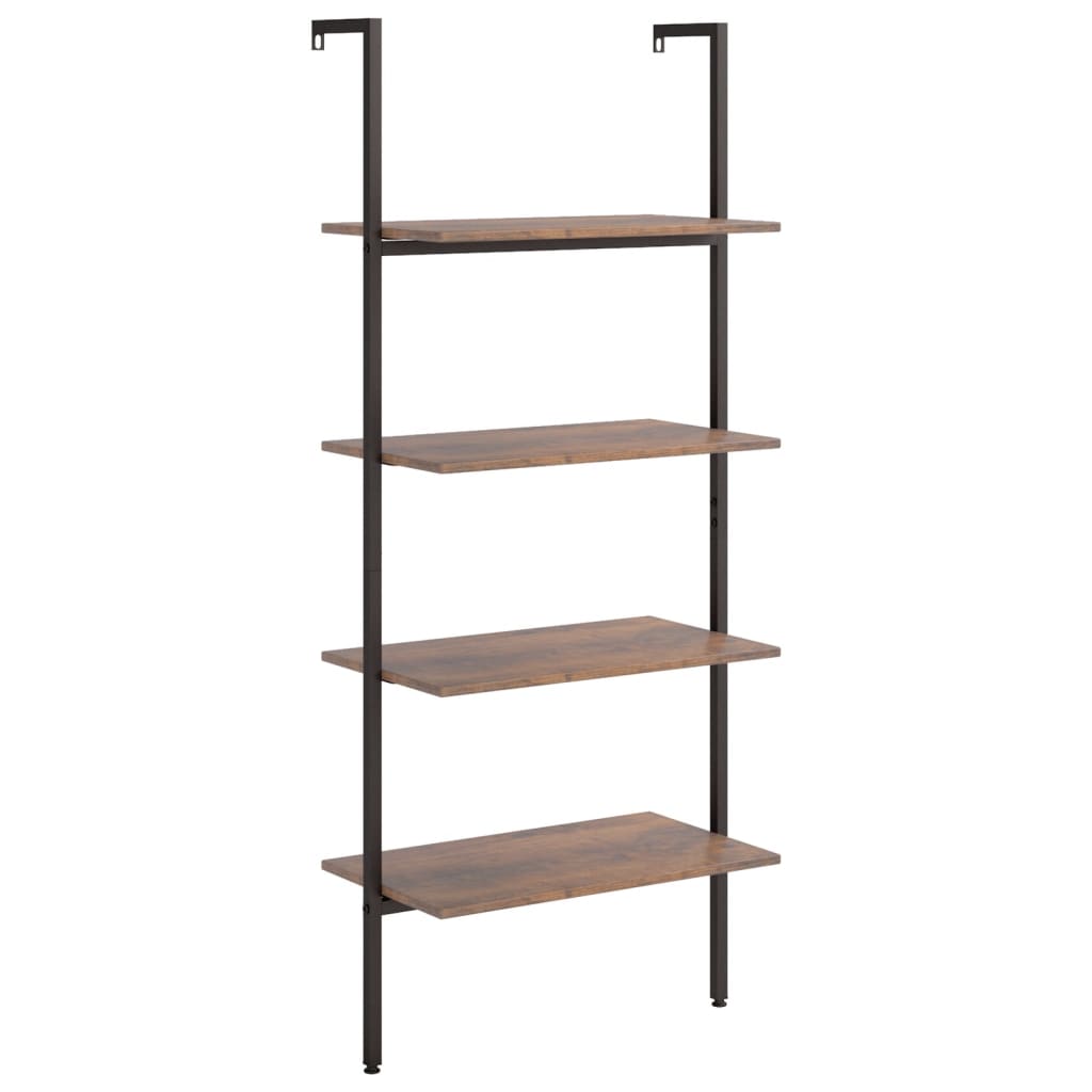 Ladderrek Met 4 Schappen 64X35X152,5 Cm Donkerbruin En Zwart