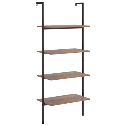 Ladderrek Met 4 Schappen 64X35X152,5 Cm Donkerbruin En Zwart