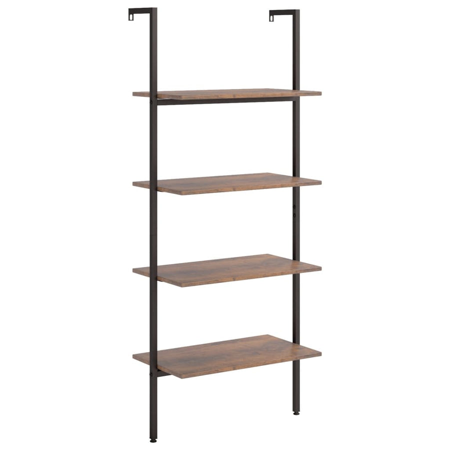 Ladderrek Met 4 Schappen 64X35X152,5 Cm Donkerbruin En Zwart