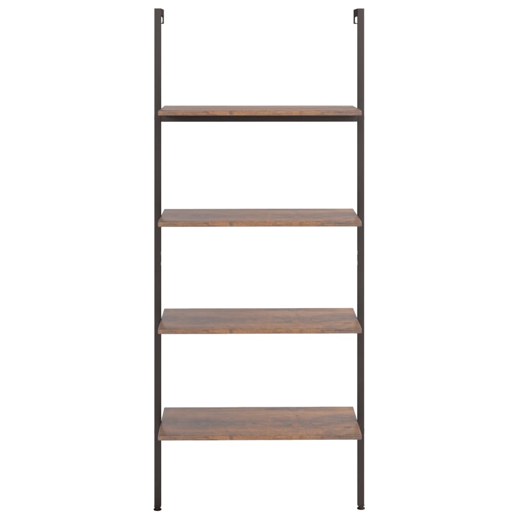 Ladderrek Met 4 Schappen 64X35X152,5 Cm Donkerbruin En Zwart