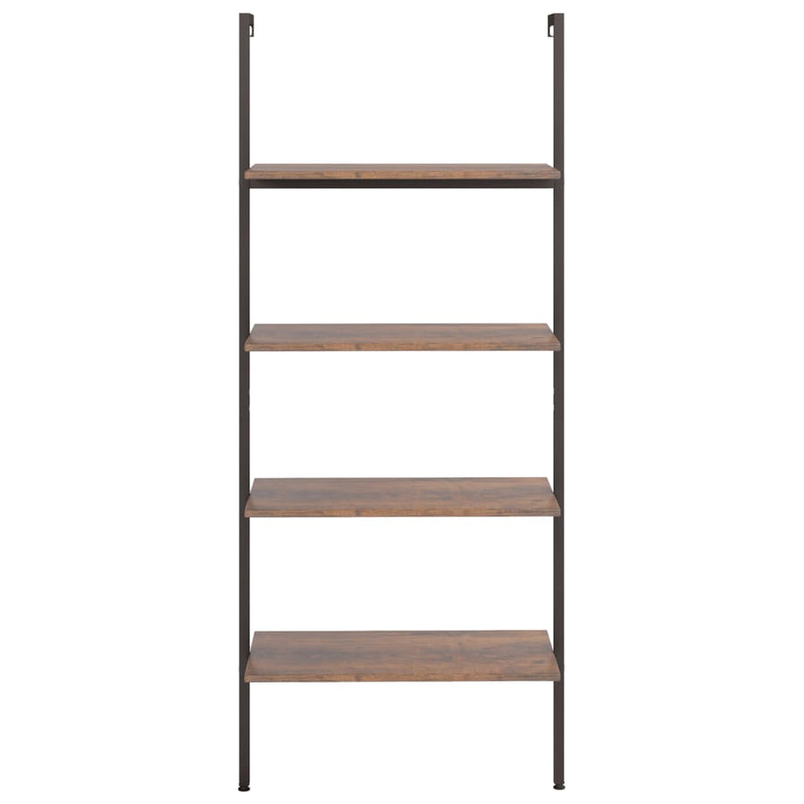 Ladderrek Met 4 Schappen 64X35X152,5 Cm Donkerbruin En Zwart