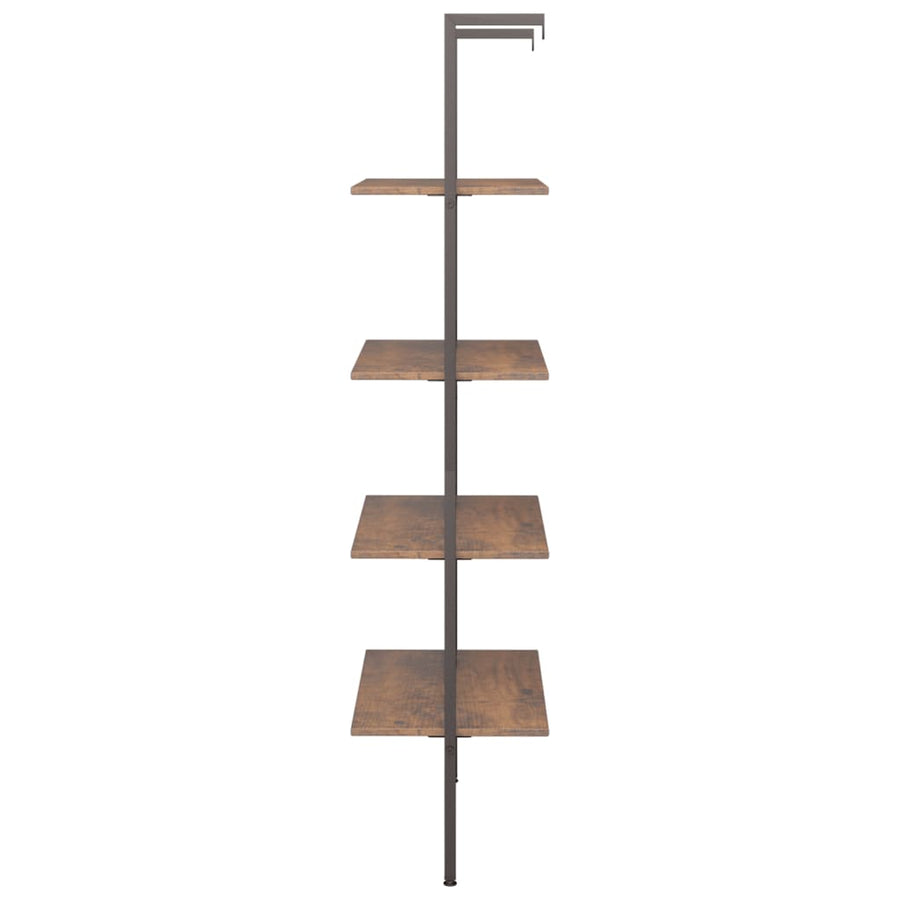 Ladderrek Met 4 Schappen 64X35X152,5 Cm Donkerbruin En Zwart