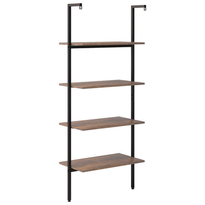 Ladderrek Met 4 Schappen 64X35X152,5 Cm Donkerbruin En Zwart