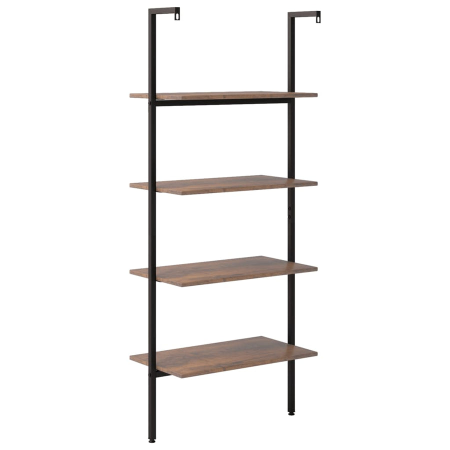 Ladderrek Met 4 Schappen 64X35X152,5 Cm Donkerbruin En Zwart