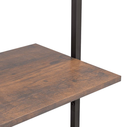 Ladderrek Met 4 Schappen 64X35X152,5 Cm Donkerbruin En Zwart
