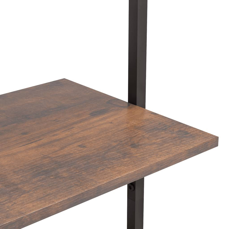 Ladderrek Met 4 Schappen 64X35X152,5 Cm Donkerbruin En Zwart