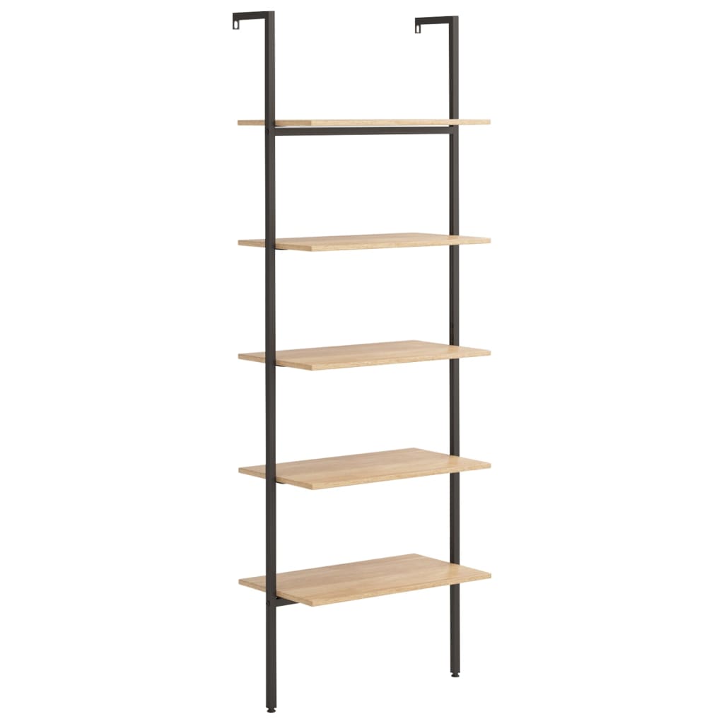 Ladderrek Met 5 Schappen 64X35X185 Cm Lichtbruin En Zwart