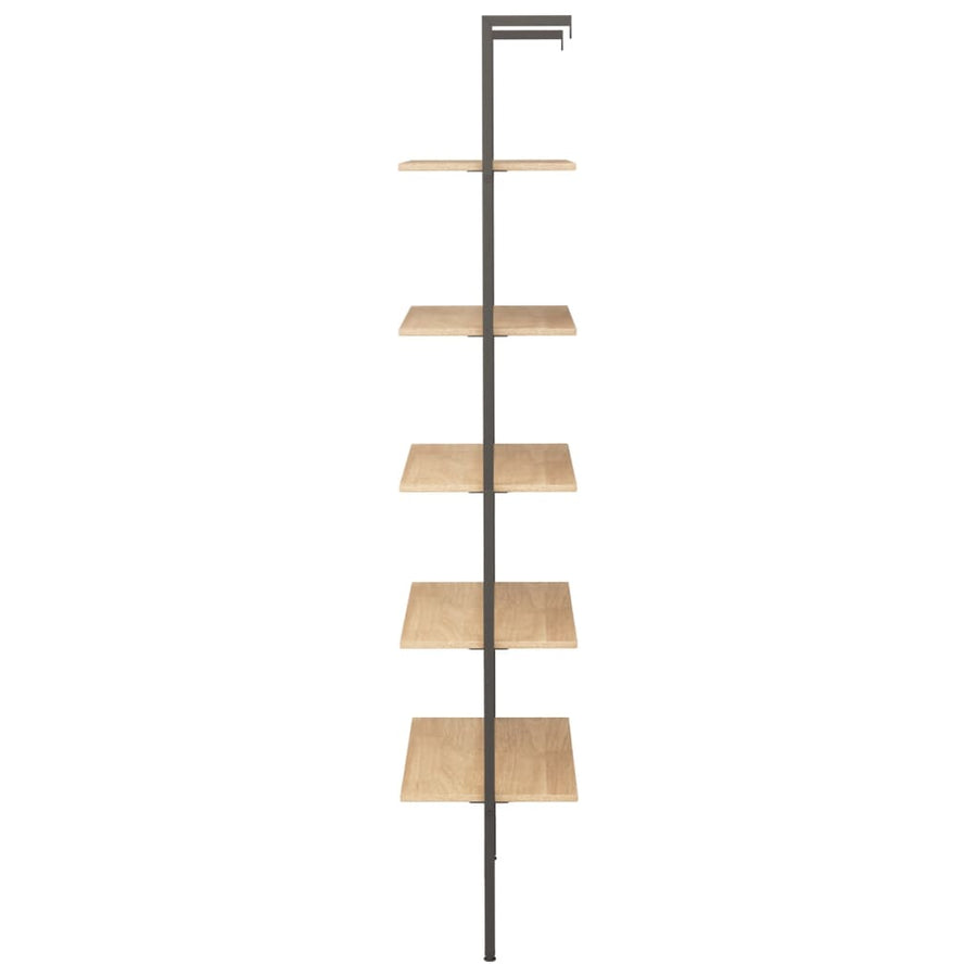 Ladderrek Met 5 Schappen 64X35X185 Cm Lichtbruin En Zwart