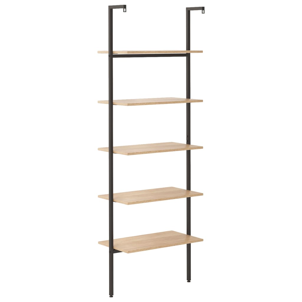 Ladderrek Met 5 Schappen 64X35X185 Cm Lichtbruin En Zwart