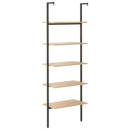 Ladderrek Met 5 Schappen 64X35X185 Cm Lichtbruin En Zwart