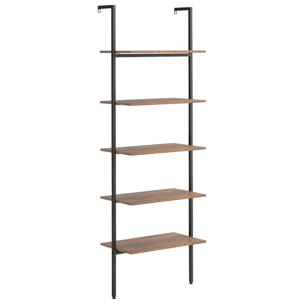 Ladderrek Met 5 Schappen 64X35X185 Cm Donkerbruin En Zwart