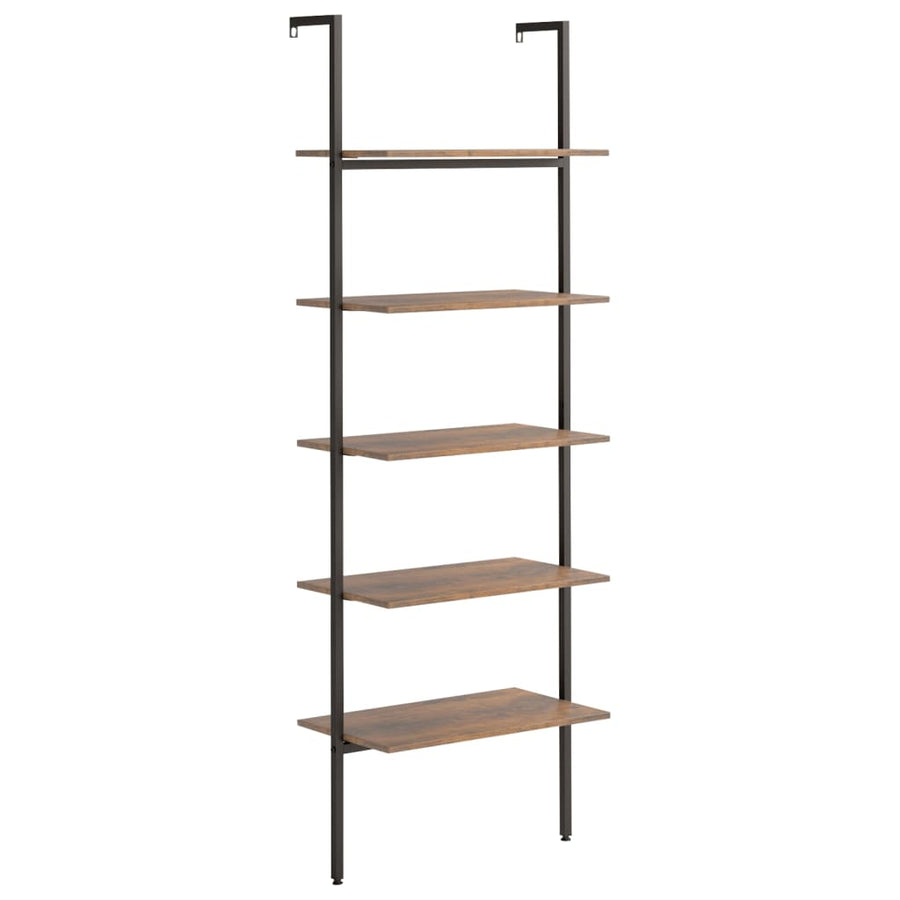 Ladderrek Met 5 Schappen 64X35X185 Cm Donkerbruin En Zwart