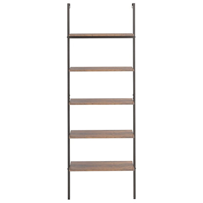 Ladderrek Met 5 Schappen 64X35X185 Cm Donkerbruin En Zwart