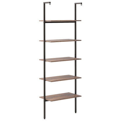 Ladderrek Met 5 Schappen 64X35X185 Cm Donkerbruin En Zwart