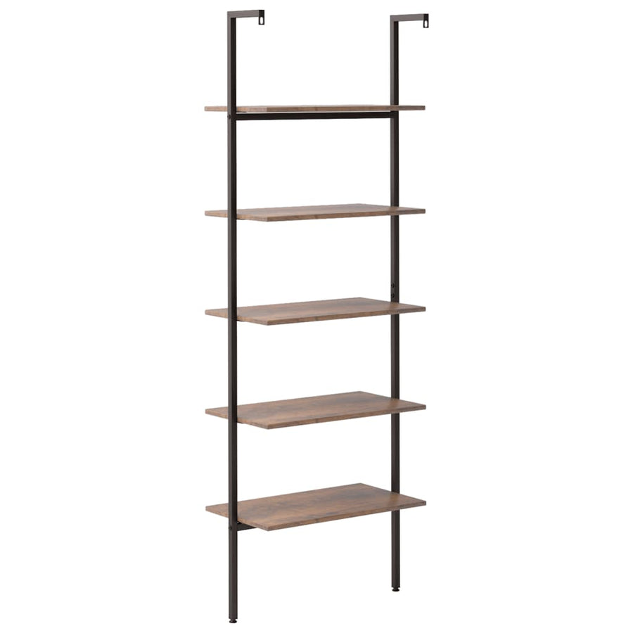 Ladderrek Met 5 Schappen 64X35X185 Cm Donkerbruin En Zwart