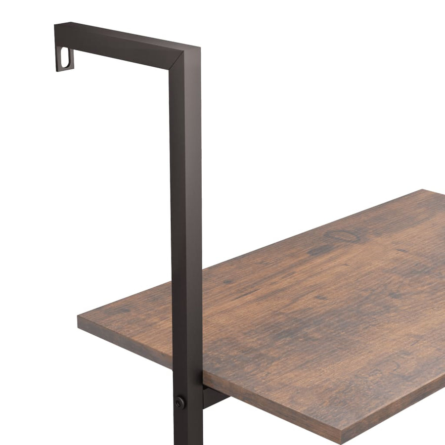 Ladderrek Met 5 Schappen 64X35X185 Cm Donkerbruin En Zwart