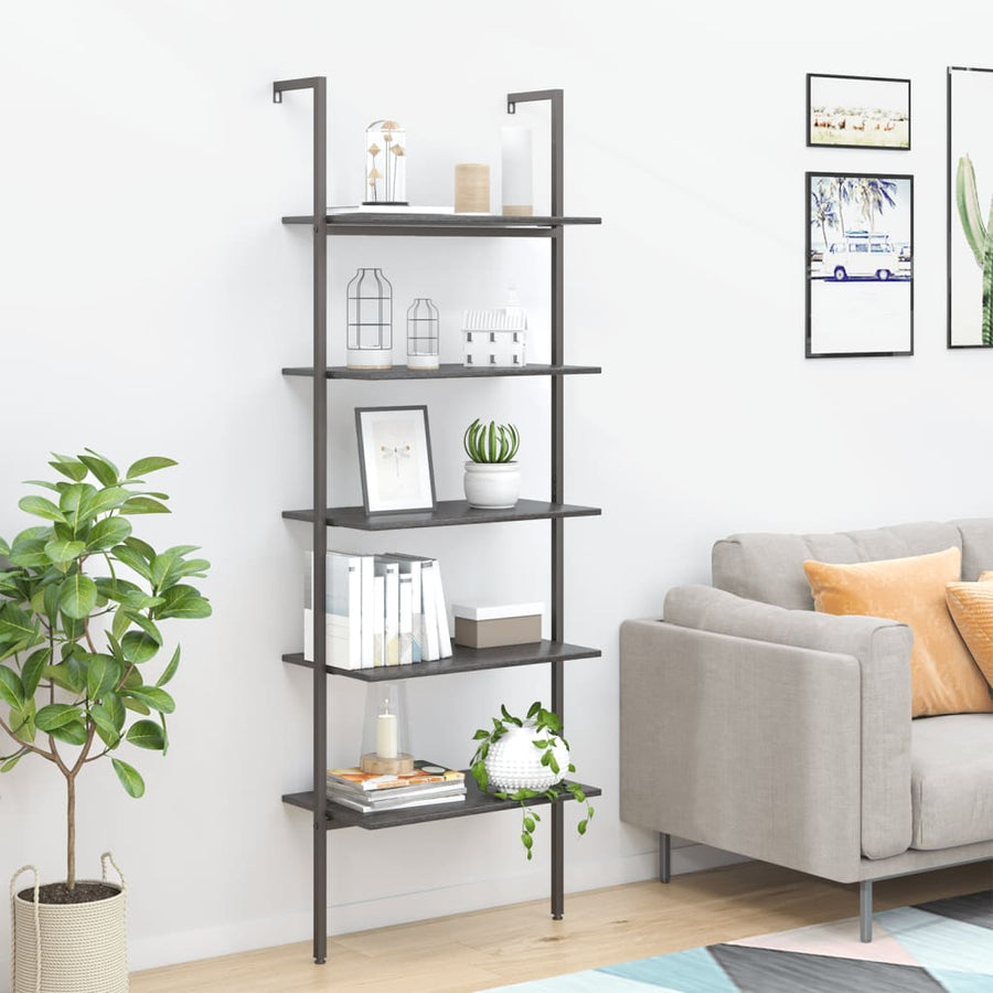 Ladderrek Met 5 Schappen 64X35X185 Cm Zwart