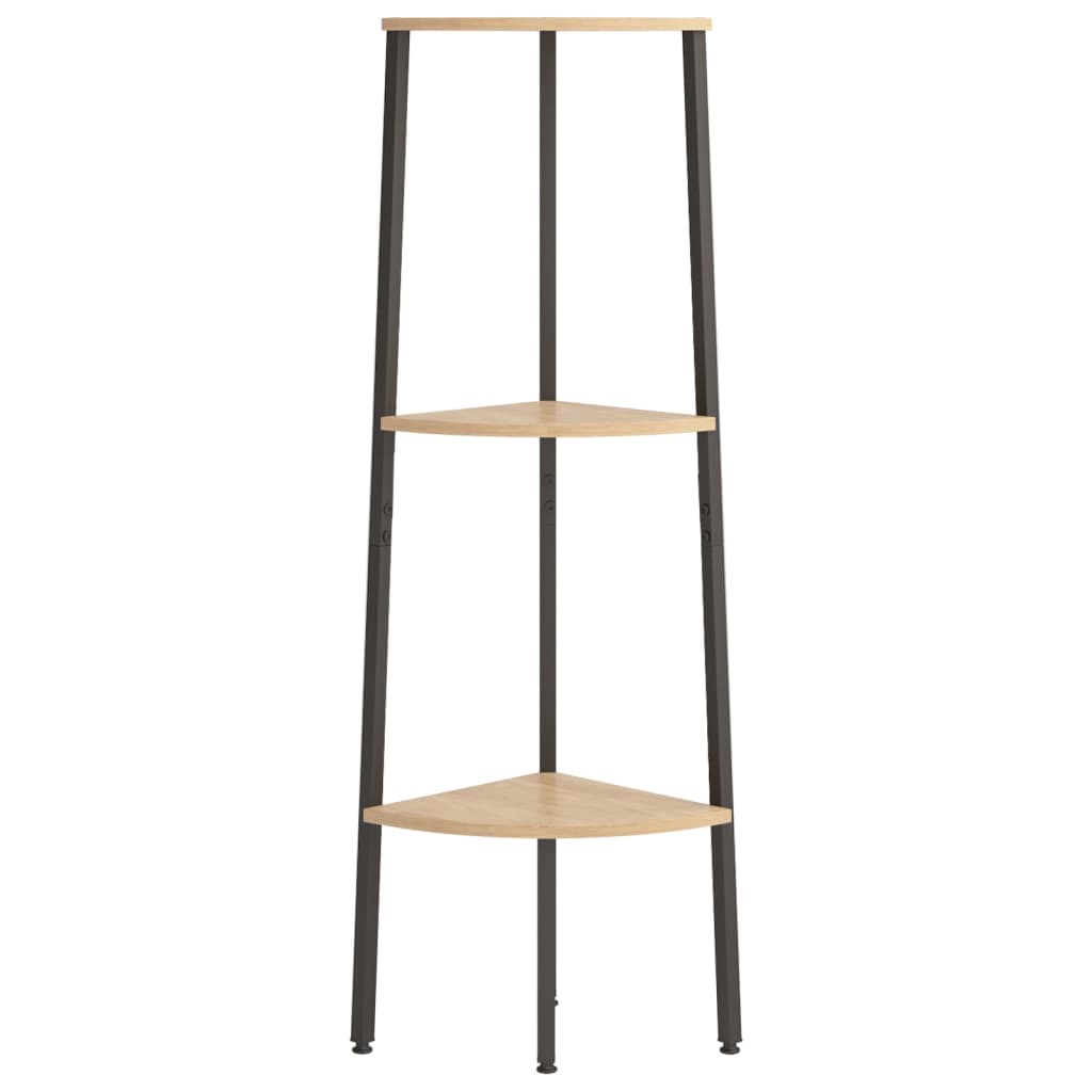 Hoekkastje Met 3 Schappen 45,5X31,5X120 Cm Lichtbruin En Zwart
