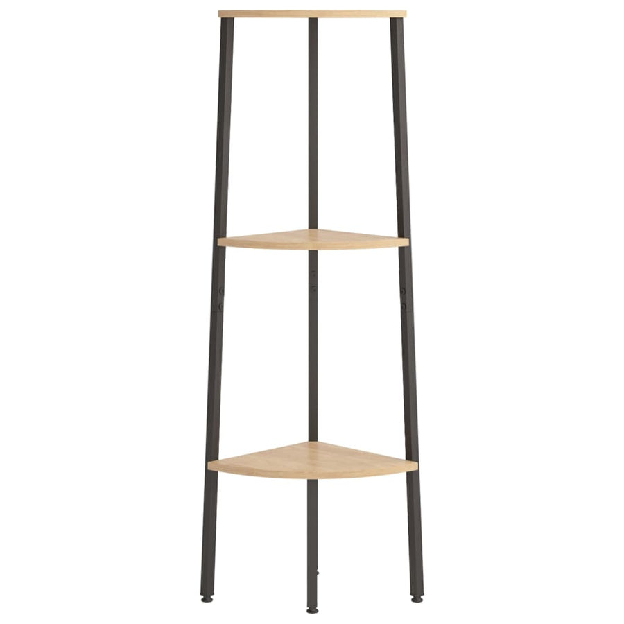 Hoekkastje Met 3 Schappen 45,5X31,5X120 Cm Lichtbruin En Zwart