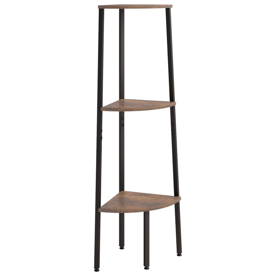Hoekkastje Met 3 Schappen 45,5X31,5X120 Cm Donkerbruin En Zwart