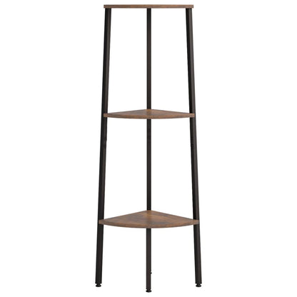 Hoekkastje Met 3 Schappen 45,5X31,5X120 Cm Donkerbruin En Zwart