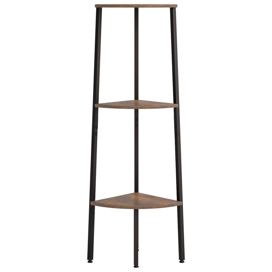 Hoekkastje Met 3 Schappen 45,5X31,5X120 Cm Donkerbruin En Zwart