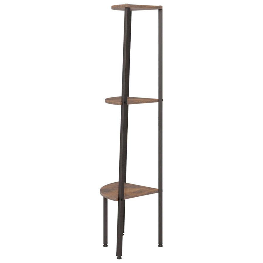 Hoekkastje Met 3 Schappen 45,5X31,5X120 Cm Donkerbruin En Zwart