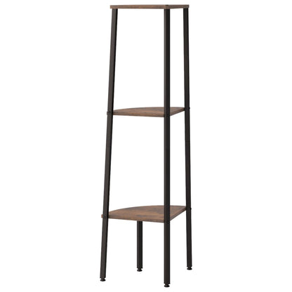 Hoekkastje Met 3 Schappen 45,5X31,5X120 Cm Donkerbruin En Zwart