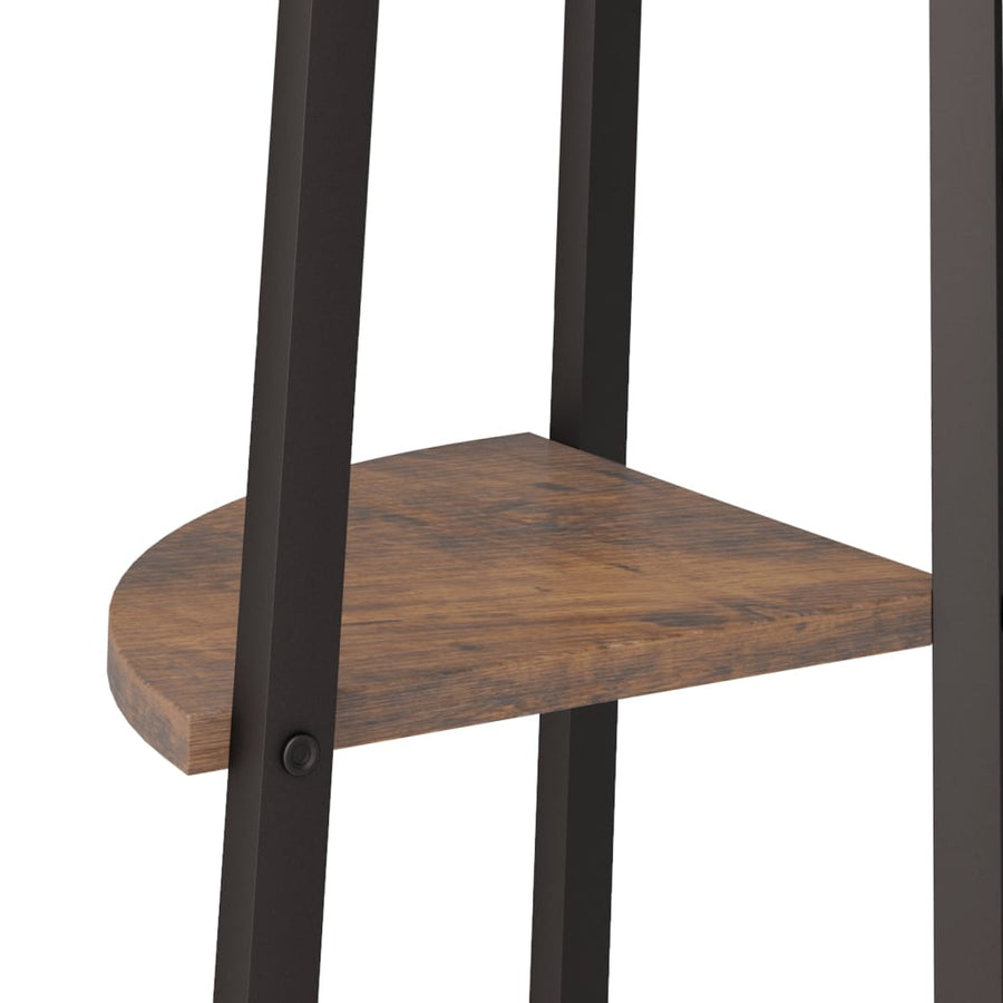 Hoekkastje Met 3 Schappen 45,5X31,5X120 Cm Donkerbruin En Zwart