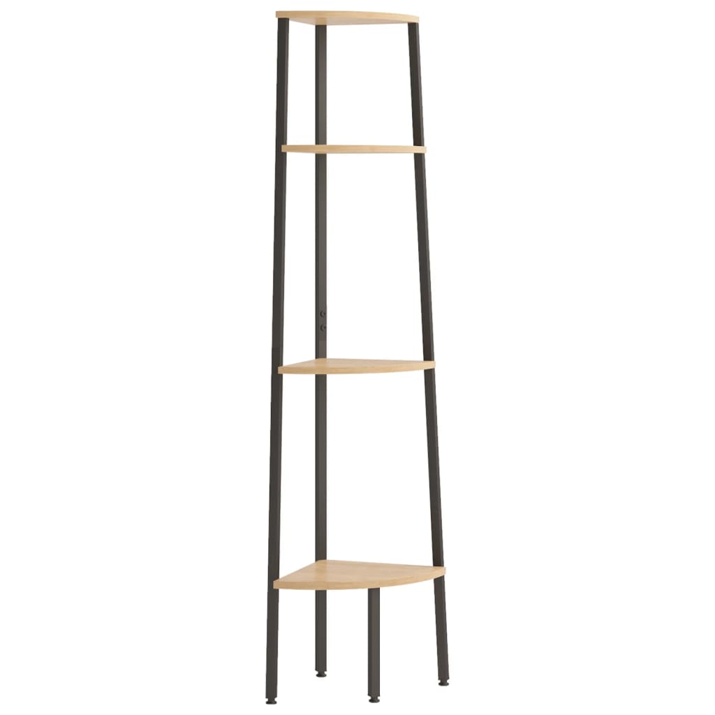 Hoekkastje Met 4 Schappen 45,5X31,5X150 Cm Lichtbruin En Zwart