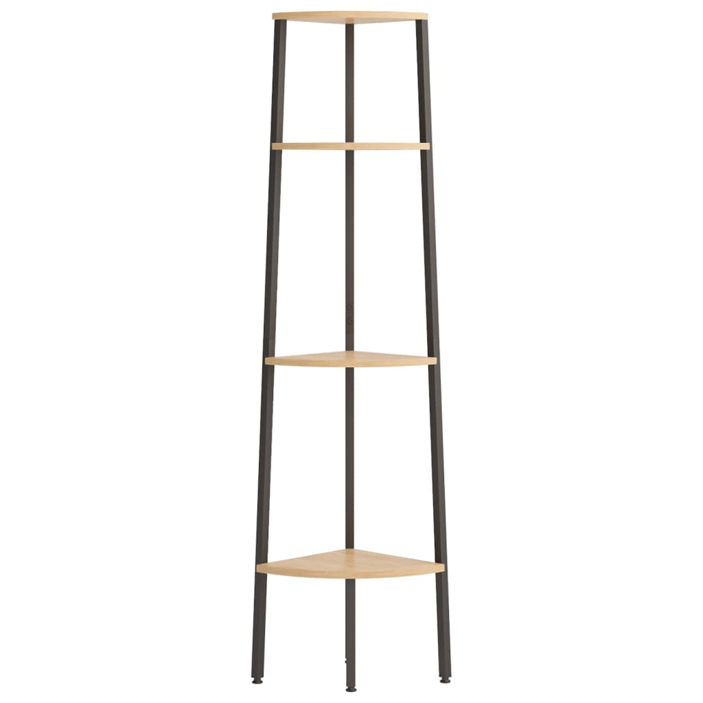 Hoekkastje Met 4 Schappen 45,5X31,5X150 Cm Lichtbruin En Zwart