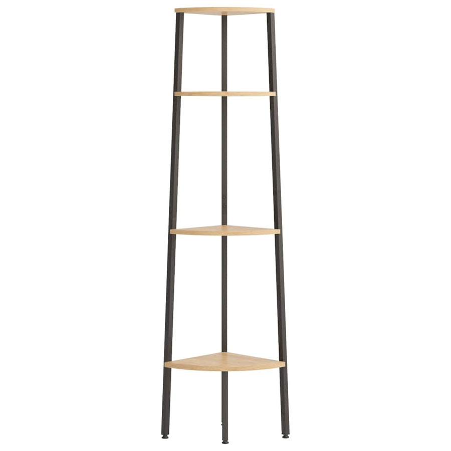 Hoekkastje Met 4 Schappen 45,5X31,5X150 Cm Lichtbruin En Zwart